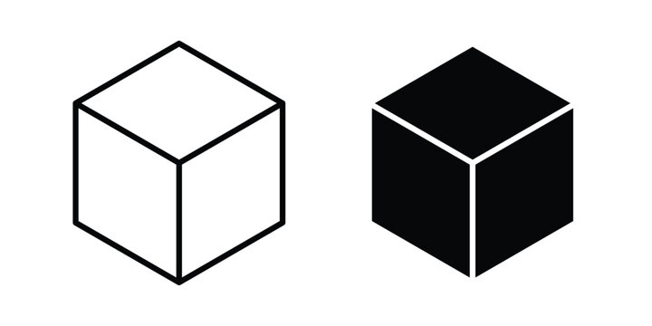 Cube icon line and flat vector collection for ui, ux designs