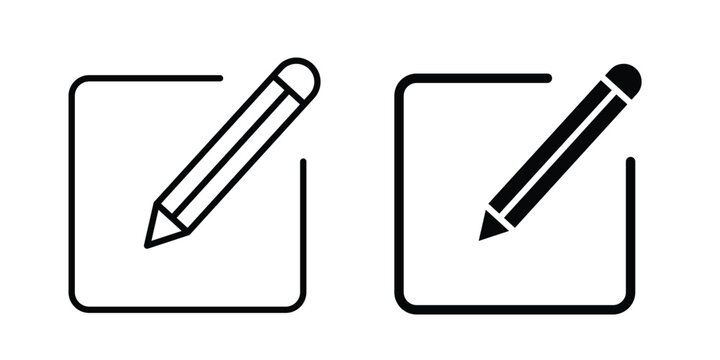 Edit button icon line and flat vector collection for ui, ux designs