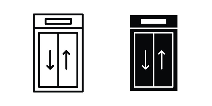 Elevator icon line and flat vector collection for ui, ux designs