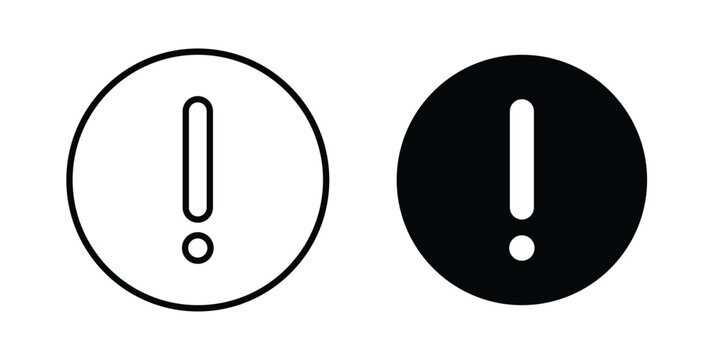 Exclamation button icon line and flat vector collection for ui, ux designs