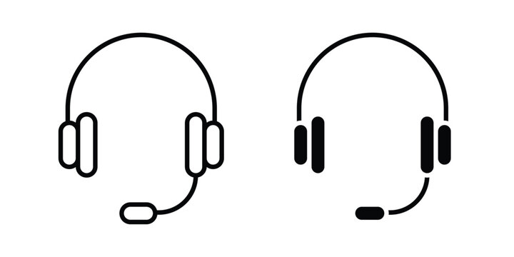 Headphones icon line and flat vector collection for ui, ux designs