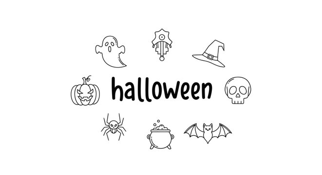 Halloween icons and symbols set.
