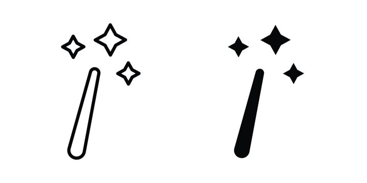 Magic wand icon line and flat vector collection for ui, ux designs