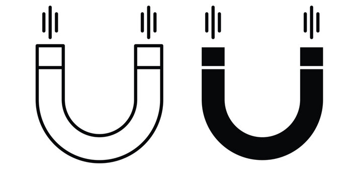 Magnet icon line and flat vector collection for ui, ux designs