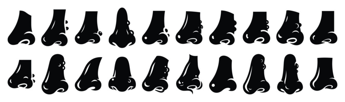 Collection of  witch nose silhouette design element art. Happy Halloween Vector  silhouette icons.