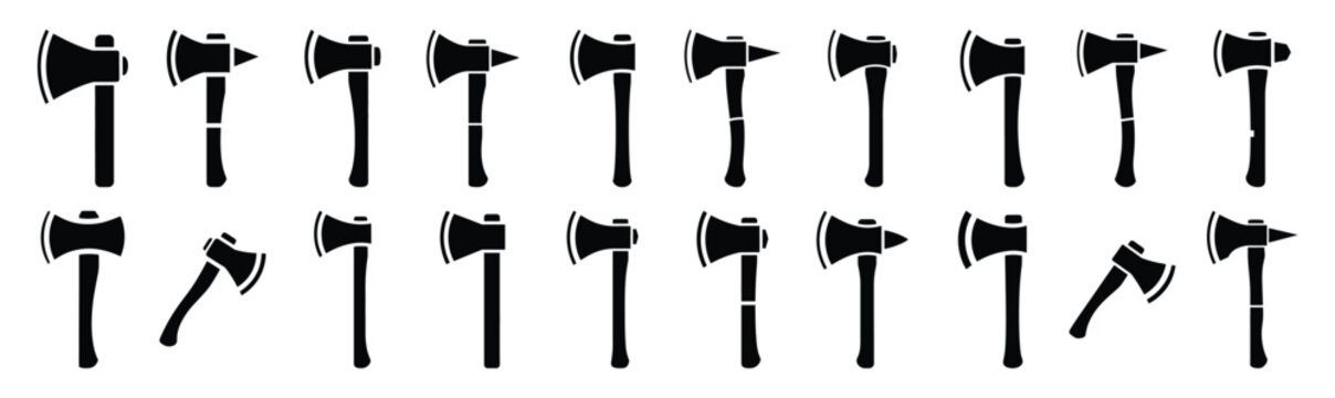 Collection of  axe silhouette design element art. Happy Halloween Vector  silhouette icons.