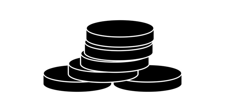 Black coins stacked icon