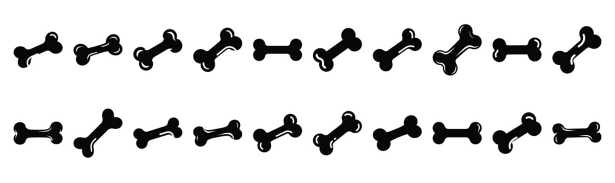 Collection of  bone silhouette design element art. Happy Halloween Vector  silhouette icons.