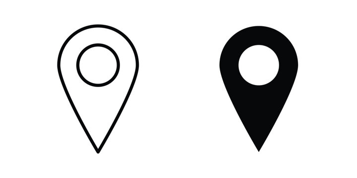 Navigation pin icon line and flat vector collection for ui, ux designs