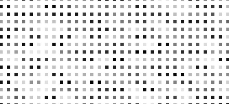 Minimal black and grey square particles scattered across white background, seamless geometric micro pattern. minimal abstract texture