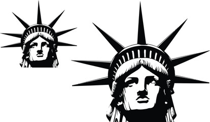 Statue of Liberty head silhouette black and white vector illustration © MujahidulIslam