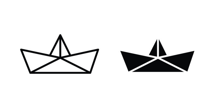 Paper boat icon line and flat vector collection for ui, ux designs