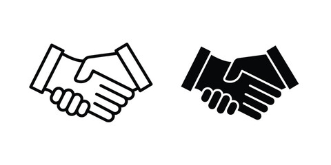 Obraz premium Partnership handshake icon line and flat vector collection for ui, ux designs