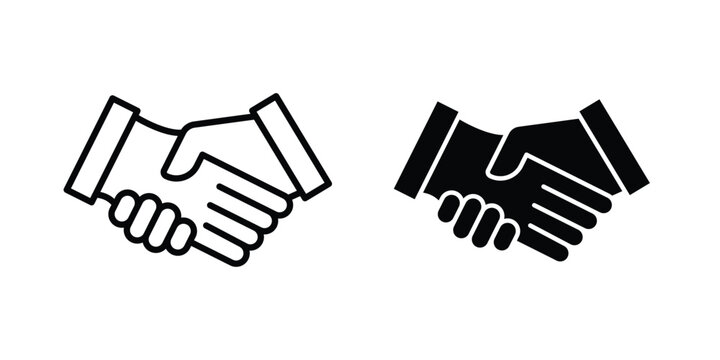 Partnership handshake icon line and flat vector collection for ui, ux designs