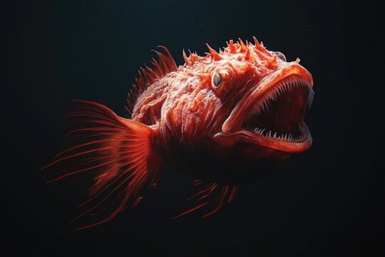 A fish with its mouth wide open, likely caught or feeding