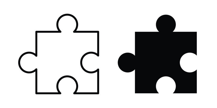 Puzzle piece icon line and flat vector collection for ui, ux designs