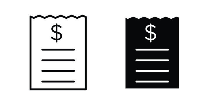 Receipt icon line and flat vector collection for ui, ux designs