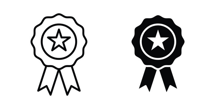 Rosette stamp icon line and flat vector collection for ui, ux designs