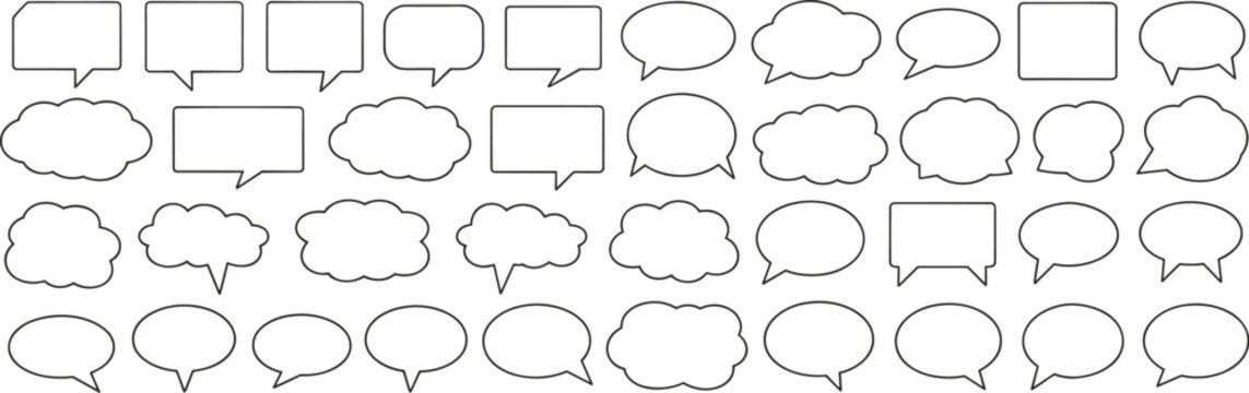 Assortment of blank speech and thought bubble outlines Keywords: speech bubble, thought bubble