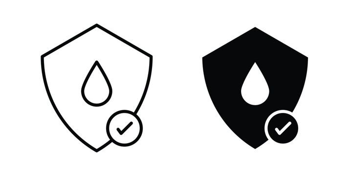 Waterproof icon line and flat vector collection for ui, ux designs