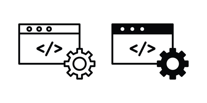 Web development icon line and flat vector collection for ui, ux designs