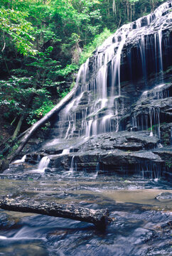 Film photo of Oconee Station Falls tiered waterfall