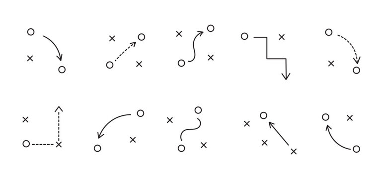 sports strategy diagrams using symbolic player icon