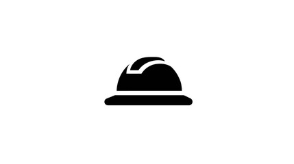 Fototapeta premium A simple black silhouette icon of a safety hard hat isolated on a clean white background.