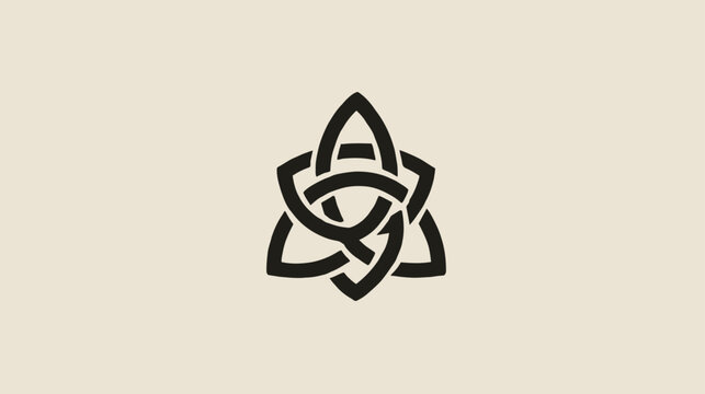 Abstract Triquetra Knot Icon - Ancient Celtic Intertwined Symbol on Minimalist Background for Spiritual Design Element