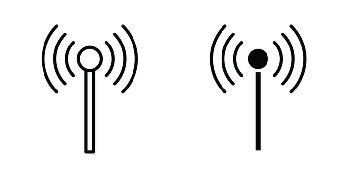 Antenna icon clipart and line art versions on white background