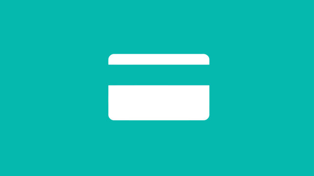 A vibrant flat design icon of a credit card's back with a magnetic stripe, presented on a turquoise background.
