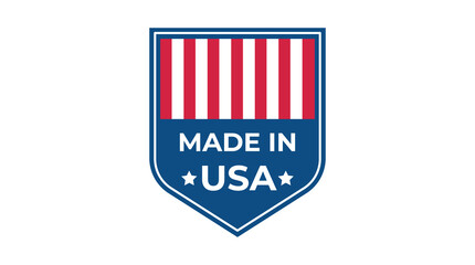 Made in usa logo. American quality stamp. Patriotic flag badge. United states label isolated PNG © Avijit Artworks