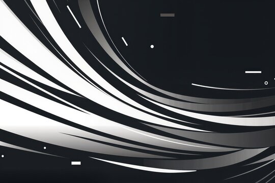 Lignes abstraites noir et blanc en mouvement cr&eacute;ant un fond graphique moderne et dynamique