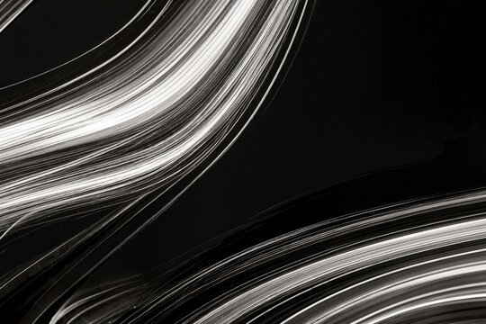 Lignes abstraites noir et blanc en mouvement cr&eacute;ant un fond graphique moderne et dynamique