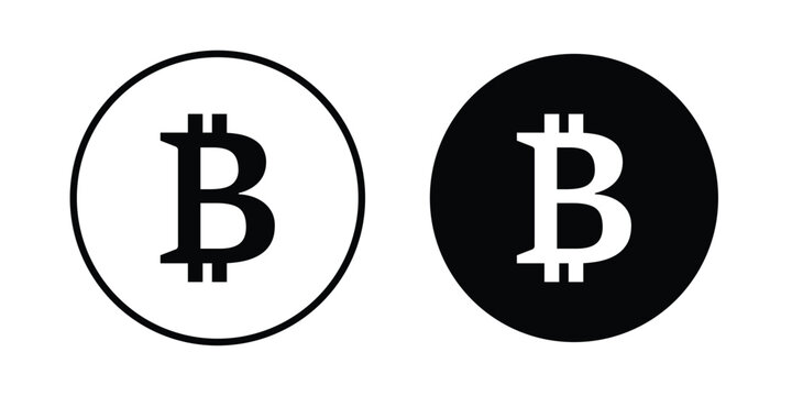 Bitcoin icon clipart and line art versions on white background