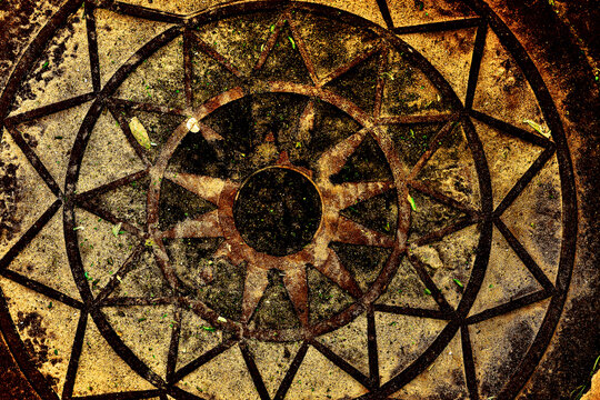 Iron metal luke hatch manhole.Access and safety
