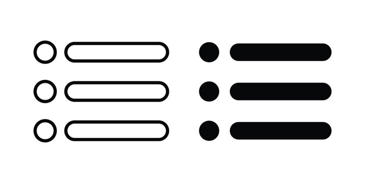 Bulleted list icon clipart and line art versions on white background