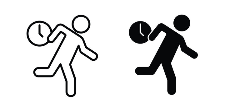 Busy icon clipart and line art versions on white background