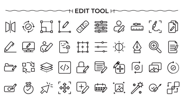 Edit Tool Vector Icons: Graphic Design Software and UI Interface Elements