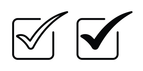 Check mark icon clipart and line art versions on white background © Annimo