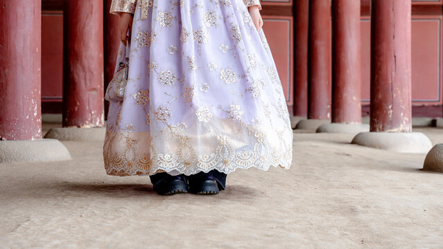 Elegant hanbok at Gyeongbokgung Palace in Seoul