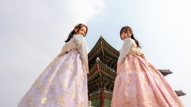 Traditional hanbok at Gyeongbokgung Palace in Seoul