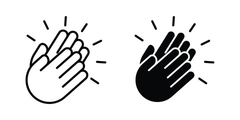 Obraz premium Clap icon clipart and line art versions on white background