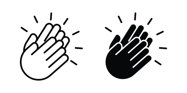 Clap icon clipart and line art versions on white background