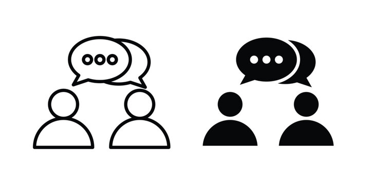 Communication icon clipart and line art versions on white background