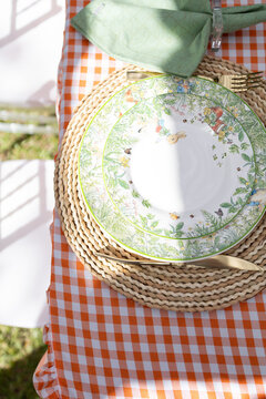 Rustic Easter lunch on a sunny farm table