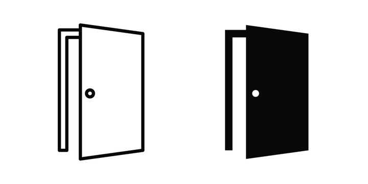 Door icon clipart and line art versions on white background