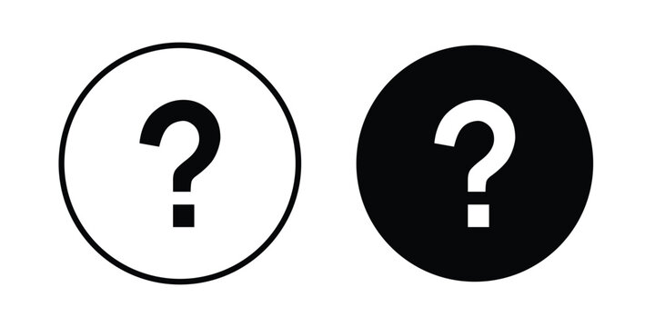 Doubts button icon clipart and line art versions on white background