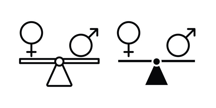 Equality icon clipart and line art versions on white background
