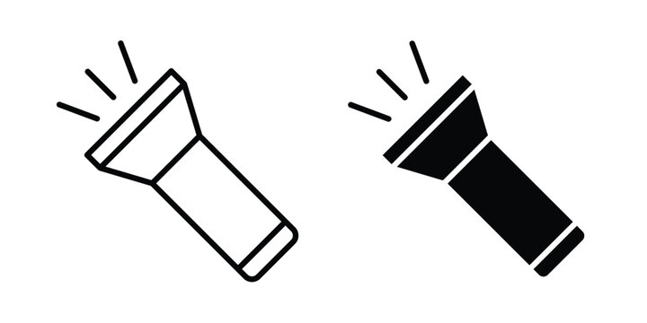 Flashlight icon clipart and line art versions on white background